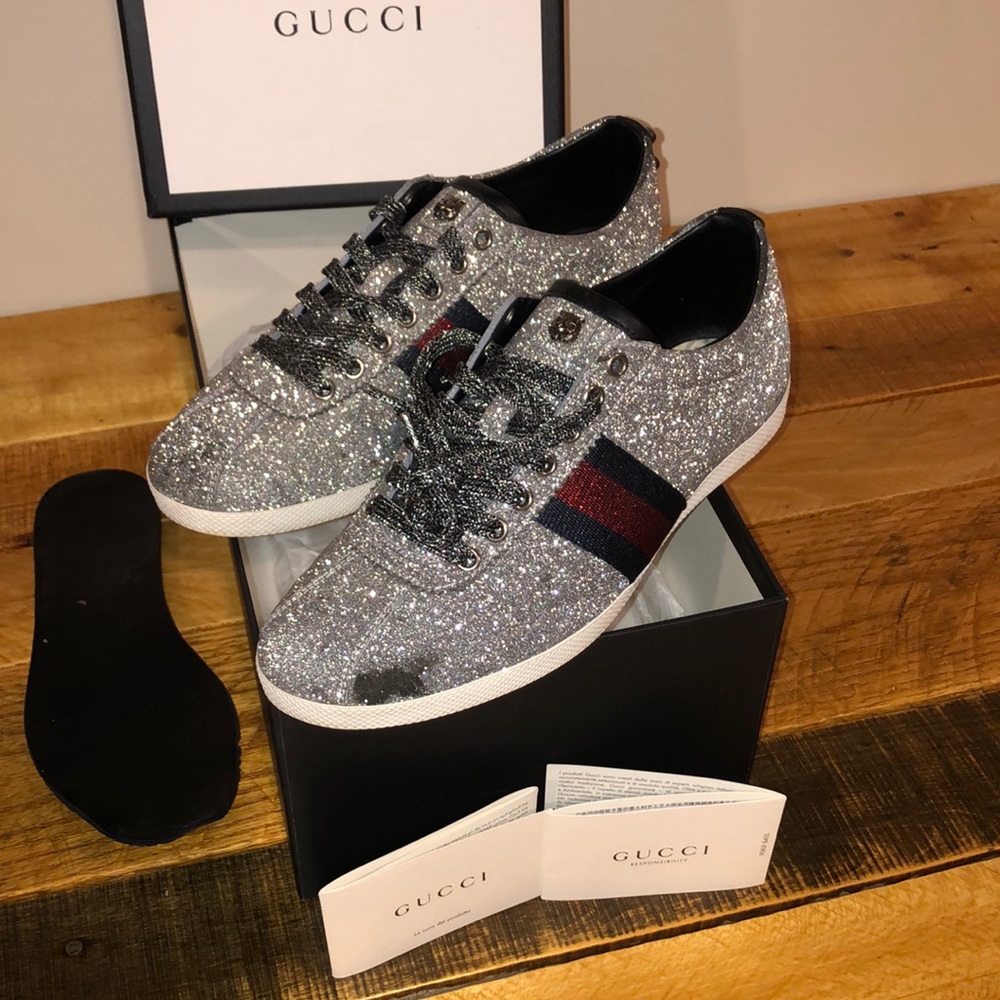 GUCCI Glitter Web Sneakers